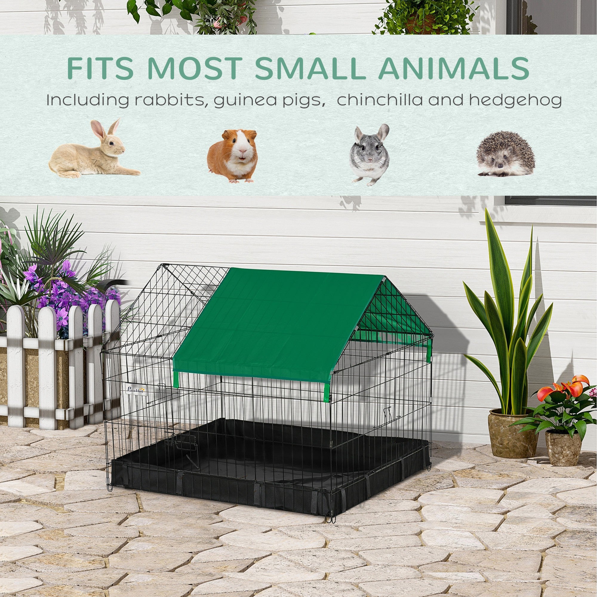 Kozy Rabbit Cage Guinea Pig Playpen Small Animal House for Kitties Puppies, w/ Water Proof Oxford Roof Floor 90 x 75 x 75 cm