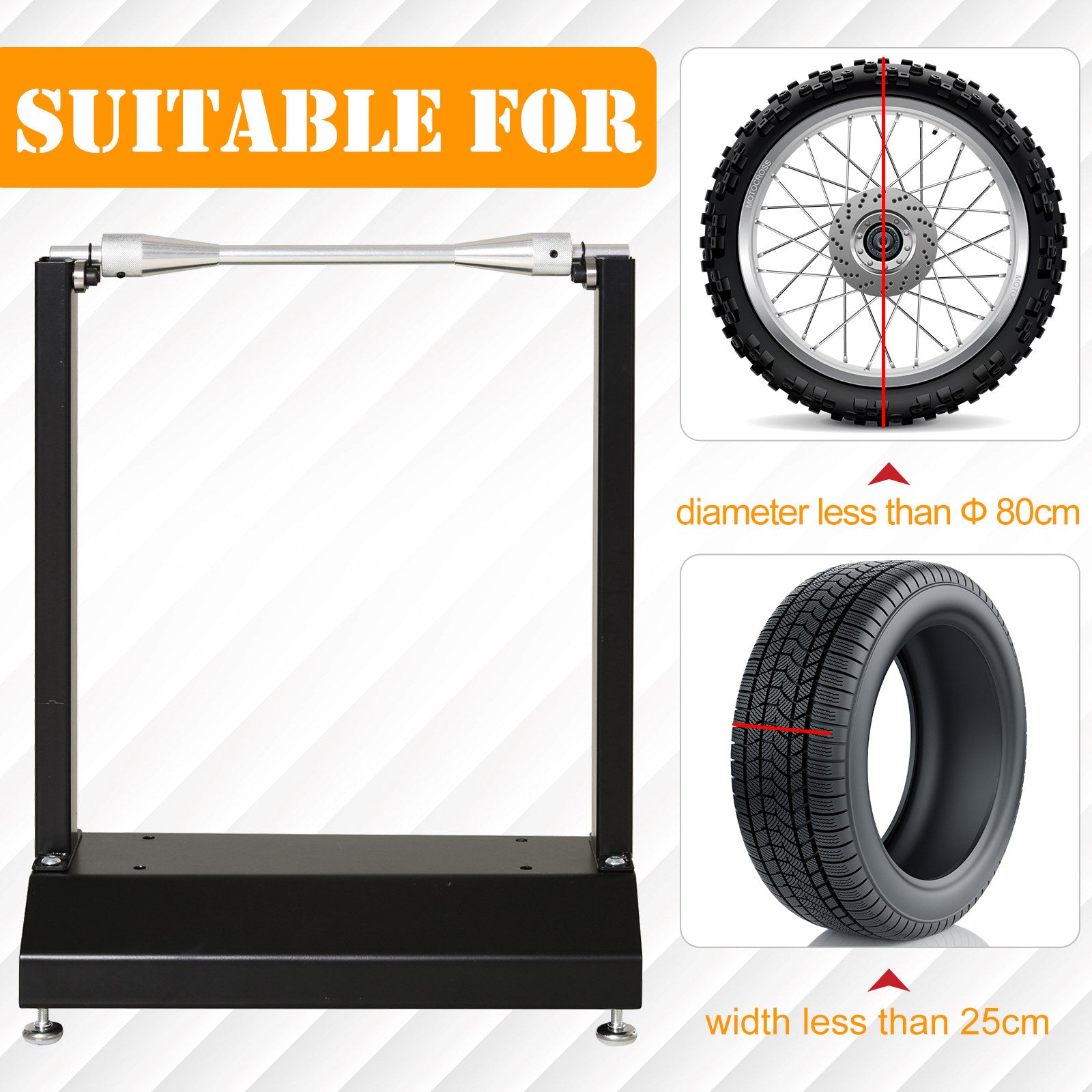 DURHAND Bike Wheel Stand, Motorcycle/Bicycle Wheel Balancing, Portable with Rotating Adjustment, Black