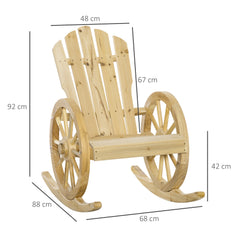 Kozy Wooden Adirondack Rocking Chair Reclining Armchair Outdoor Garden Furniture Patio Porch Rocker - Natural