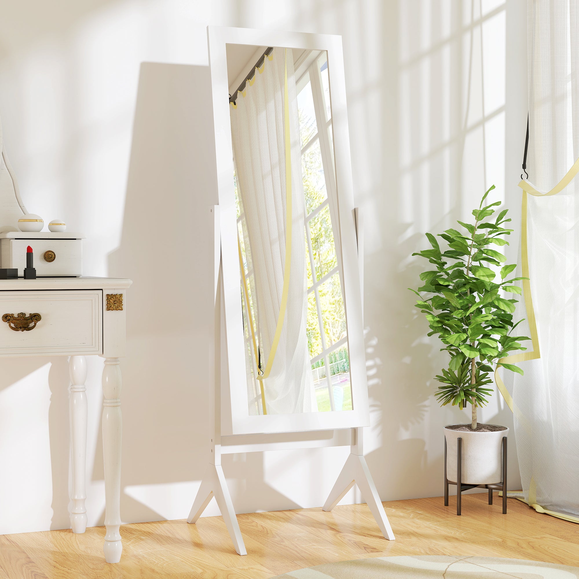 Kozy Full Length Mirror, Freestanding Adjustable Angle Dressing Mirror for Bedroom, Living Room, 148 x 47 cm, White