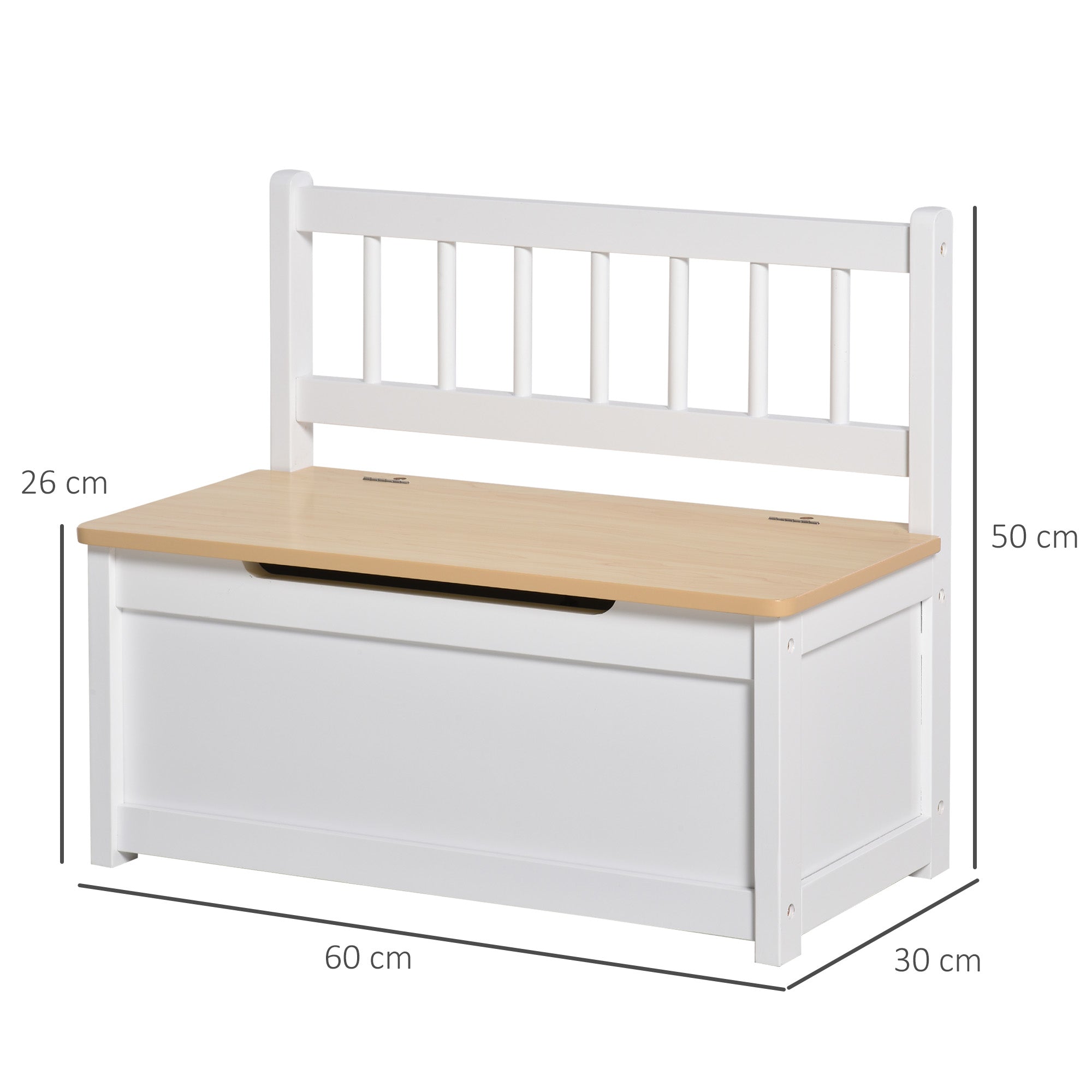 Kozy 2 In 1 Wooden Toy Box, Seat Storage Bench, Storage Chest Cabinet Organiser, with Safety Pneumatic Rod