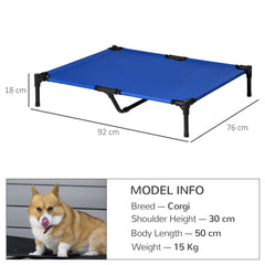 PawHut Raised Dog Bed Cat Elevated Lifted Portable Camping w/ Metal Frame for Large Dogs, Blue