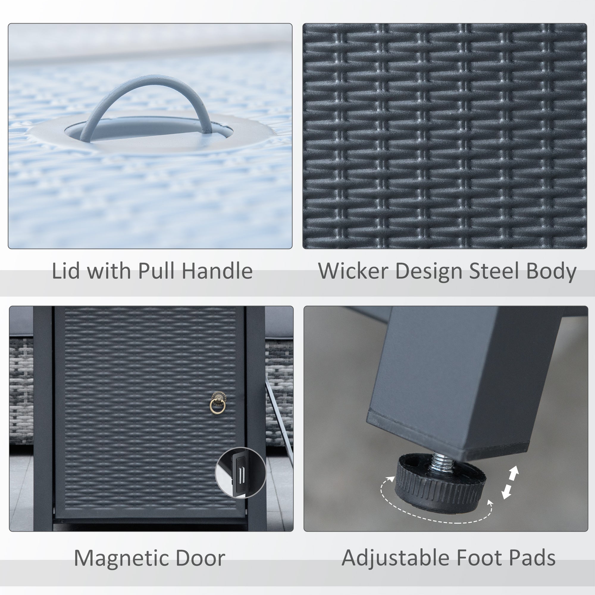 Kozy 71 x 71cm 40000 BTU Gas Firepit Table - Black/Grey