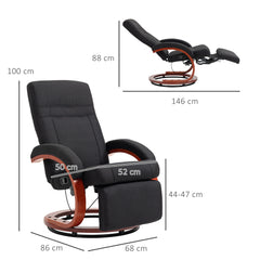 Kozy - 135° Manual Reclining Swivel Chair, with Footrest - Black