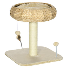 PawHut Kitty Playground: 51cm Cat Tree with Bed, Ball, Scratching Post & Climbing Tower, Beige | Aosom UK