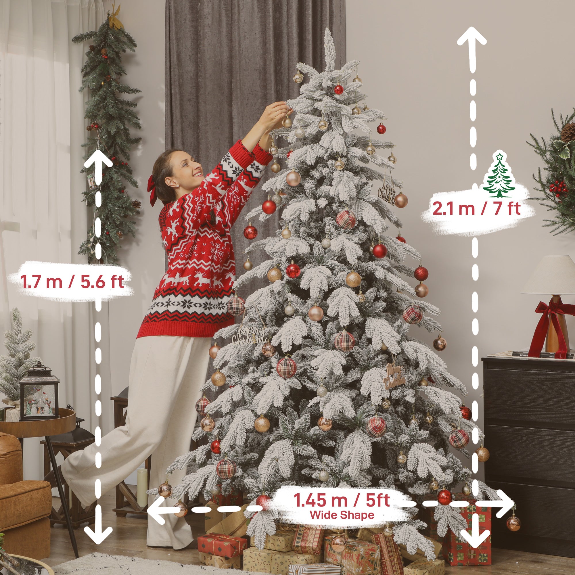 Kozy - 7ft Super Flocked Christmas Tree - Green/White
