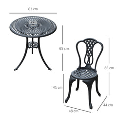 Kozy 3 Piece Patio Cast Aluminium Bistro Set Garden Outdoor Furniture Table and Chairs Shabby Chic Style