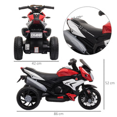 Kozy Kids Electric Motorcycle Ride-On Toy, with Three Wheels, Music, Horn, Lights, Red