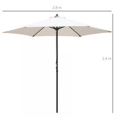 Outsunny 2.8m Garden Parasol Umbrella, Round Outdoor Market Table Umbrella, Parasol Patio Umbrella, 6 Ribs Manual Push, Sun Shade Canopy, Off