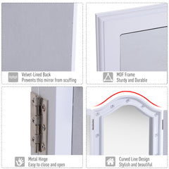 Kozy Trifold Freestanding Mirror, Lighted Tabletop Vanity Mirror Large Cosmetic w/16 LED Lights powered by batteries Foldable For Bedroom- White