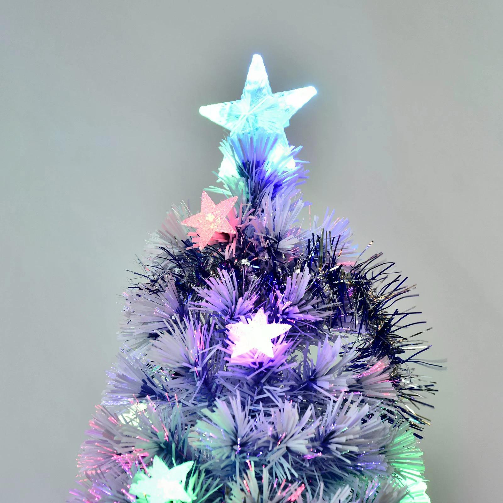 HOMCOM Artificial Fibre Optic Christmas Tree Seasonal Decoration w/ 20 LED Lights Pre