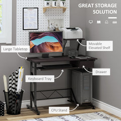 HOMCOM Wooden Computer Desk with Display Shelf, Executive PC Workstation for Home Office, Brown | Aosom UK