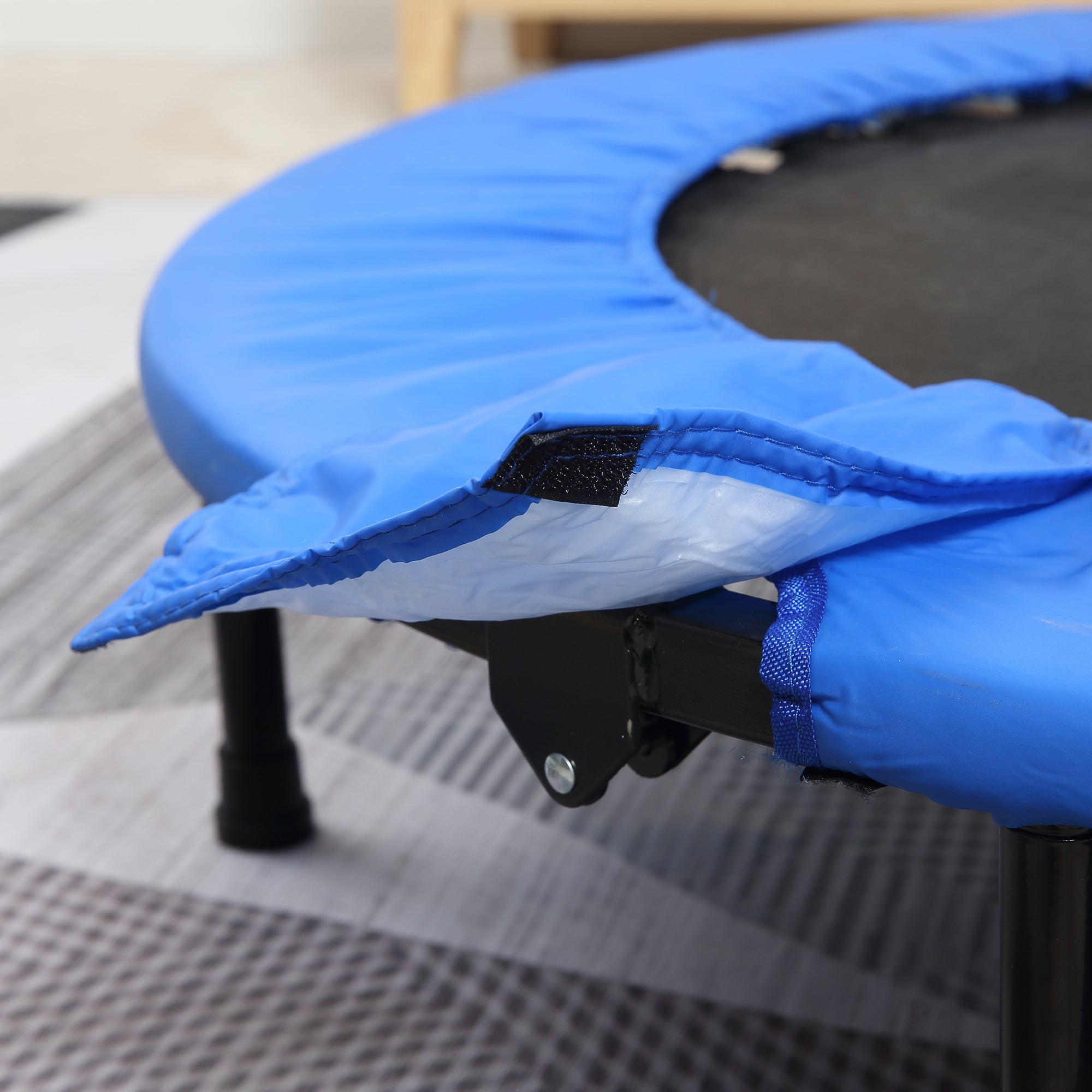 Kozy 40" Mini Fitness Trampoline Home Gym Yoga Exercise Rebounder Indoor Outdoor Jumper with Safety Pad, Support Up to 150 KG, Blue and Black