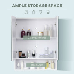 Kozy Bathroom Cabinet with Mirror, Wall Mounted Bathroom Mirror Cabinet with Adjustable Shelf, 2 Doors Storage Cupboard, White