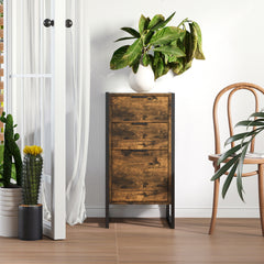 Kozy Bedroom Chest of Drawers, Industrial 3-Drawer Dresser, Storage Drawers Unit with Metal Frame for Living Room, Rustic Brown