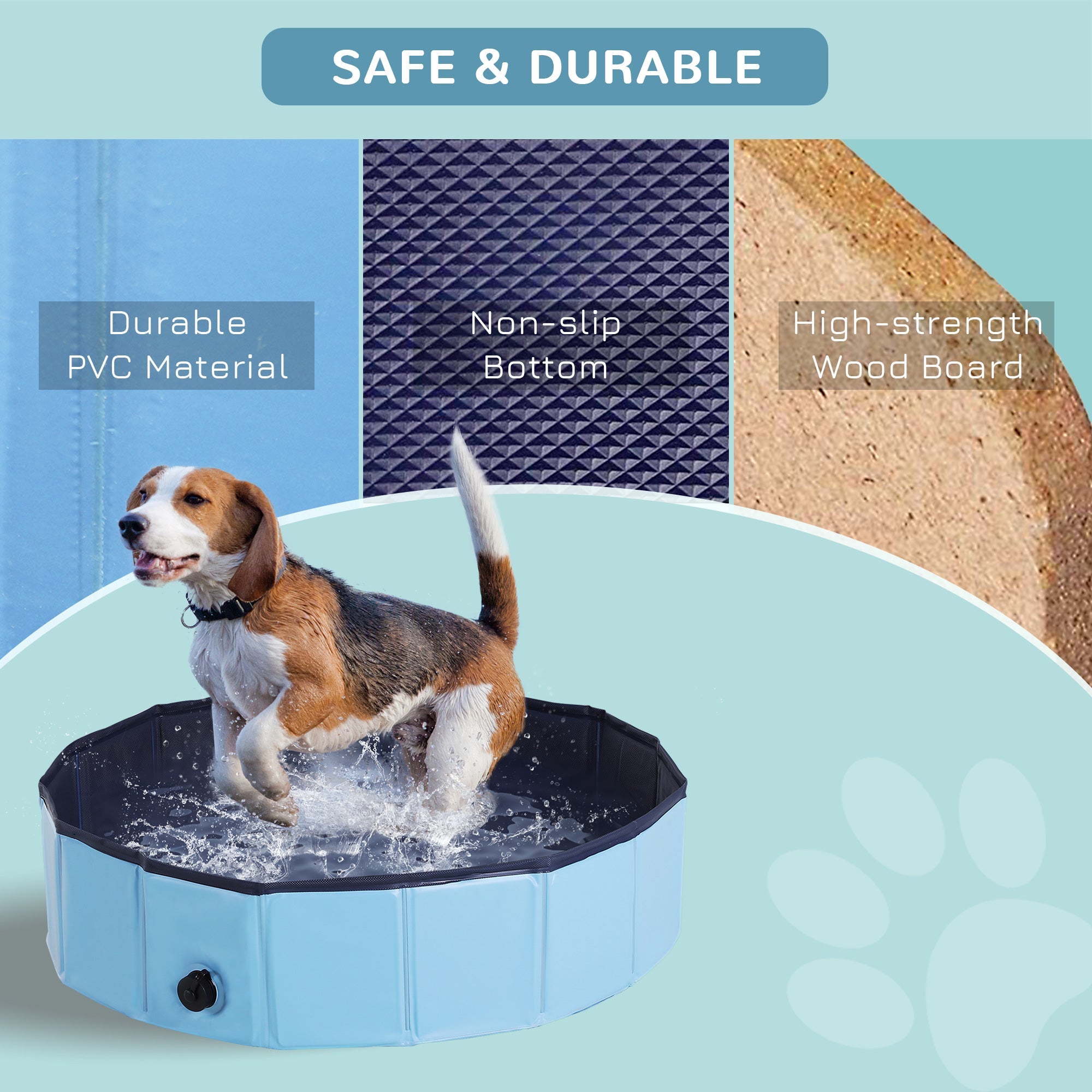 PawHut Pet Swimming Pool, Foldable, 80 cm Diameter-Blue | Aosom UK