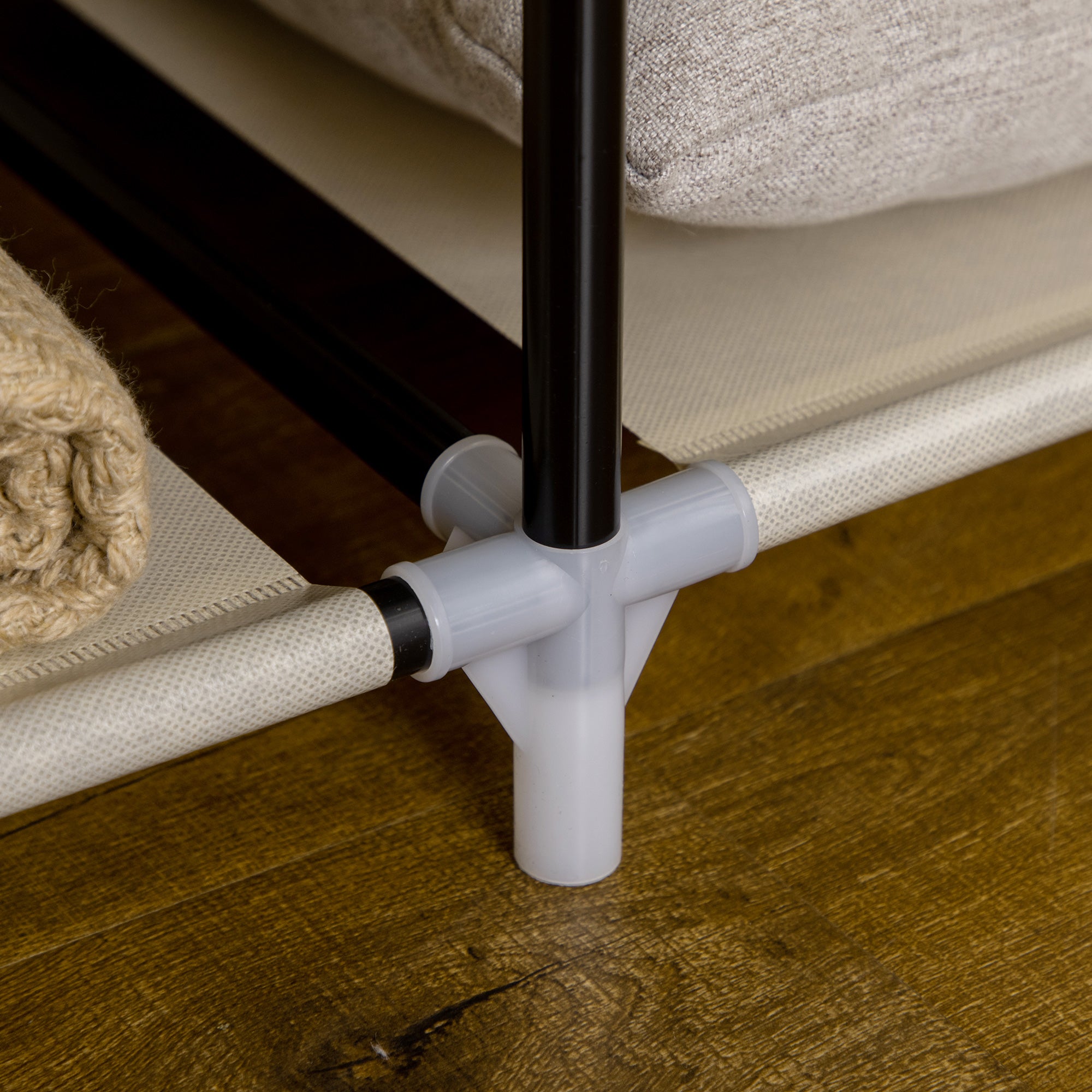 Kozy Fabric Wardrobe, with Rails and Shelves - Cream White