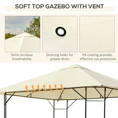 Outsunny 3x3m Garden Gazebo, Metal Frame, Water