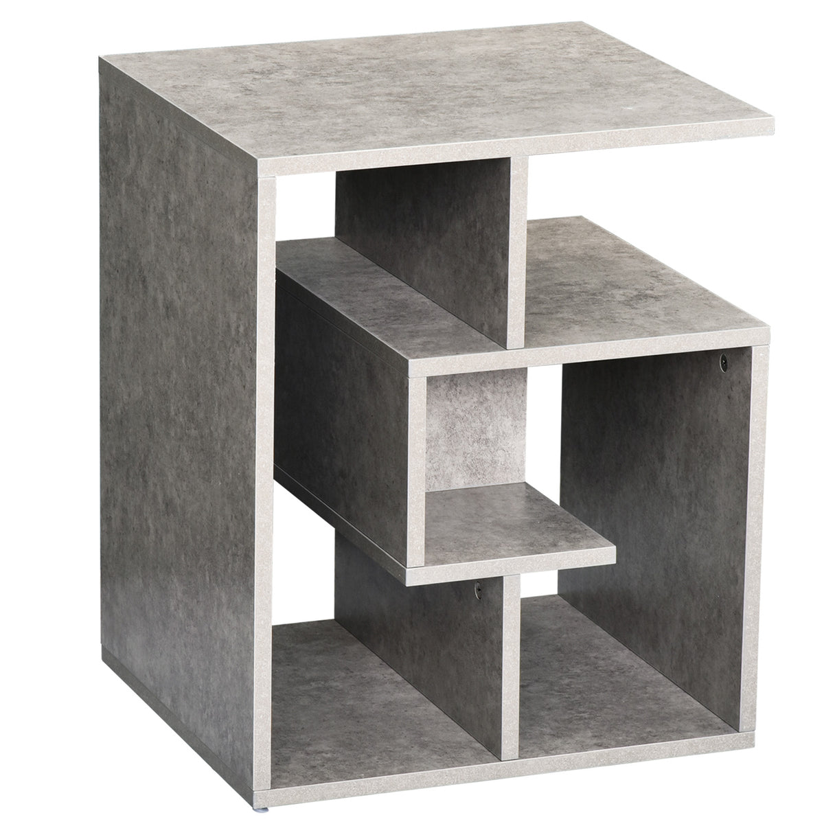 Kozy Side Table, 3 Tier End Table with Open Storage Shelves for Living Room, Bedroom, Cement Colour