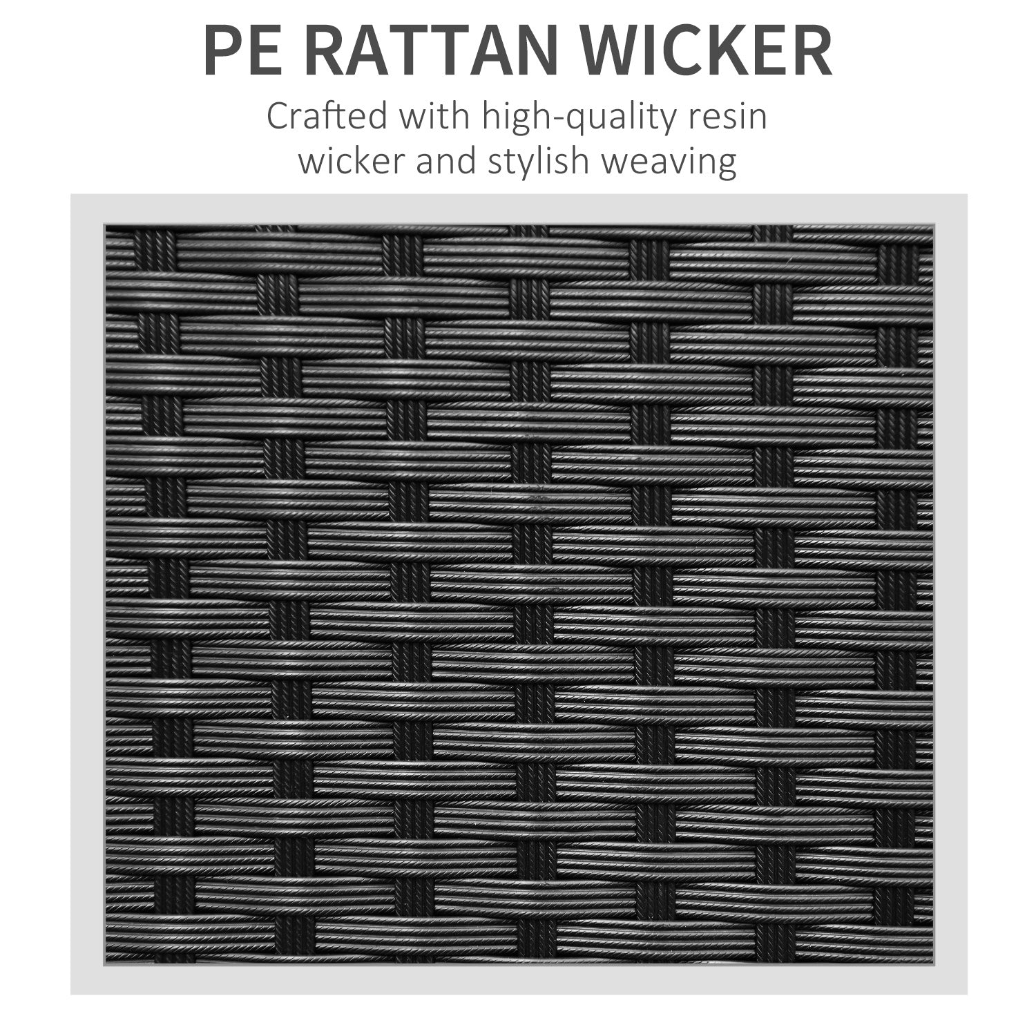 Kozy 3 Seater Rattan Sofa All-Weather Wicker Weave Metal Frame Chair with Fire Resistant Cushion, Black