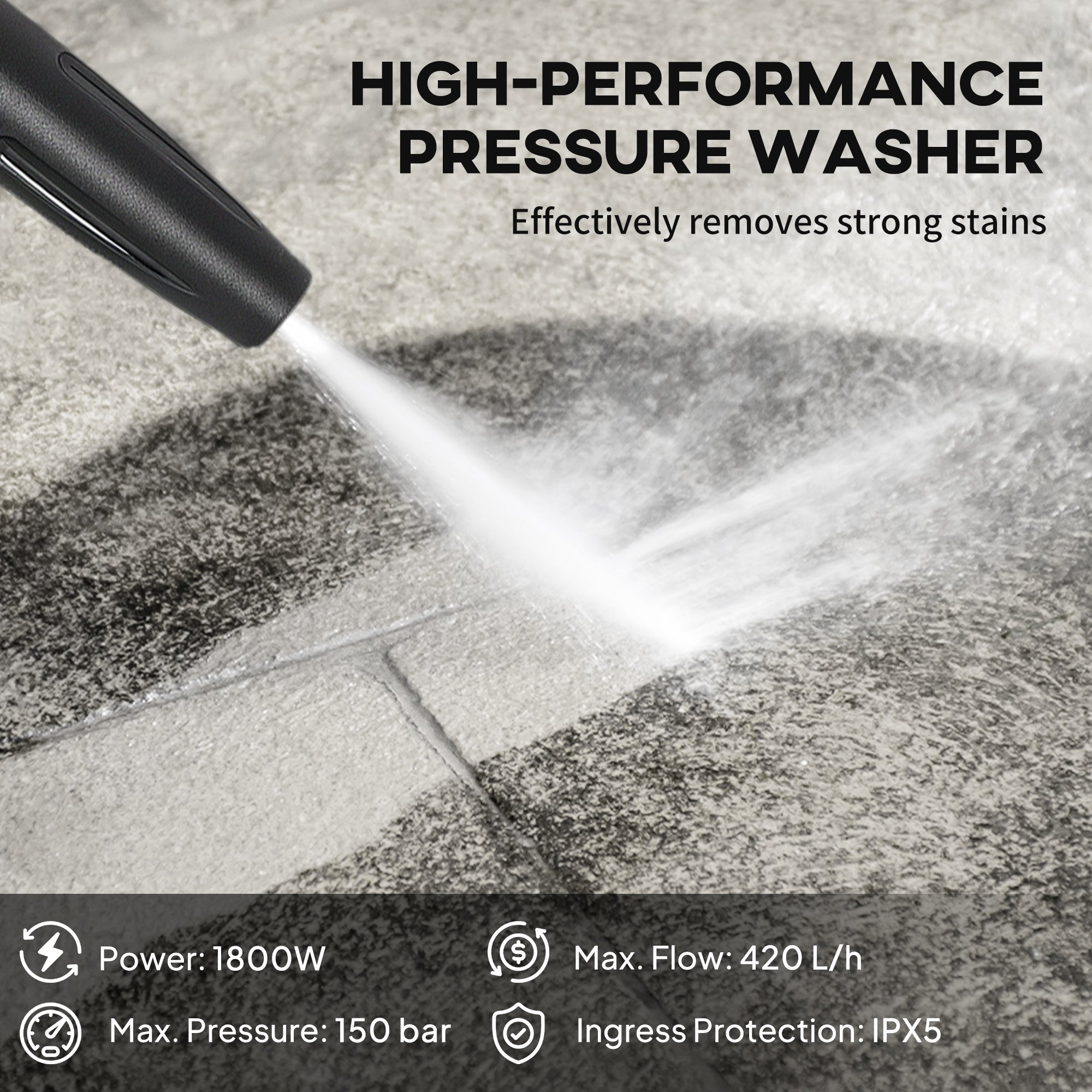 Kozy 150-Bar Pressure Washer, with Accessories - Red/Black