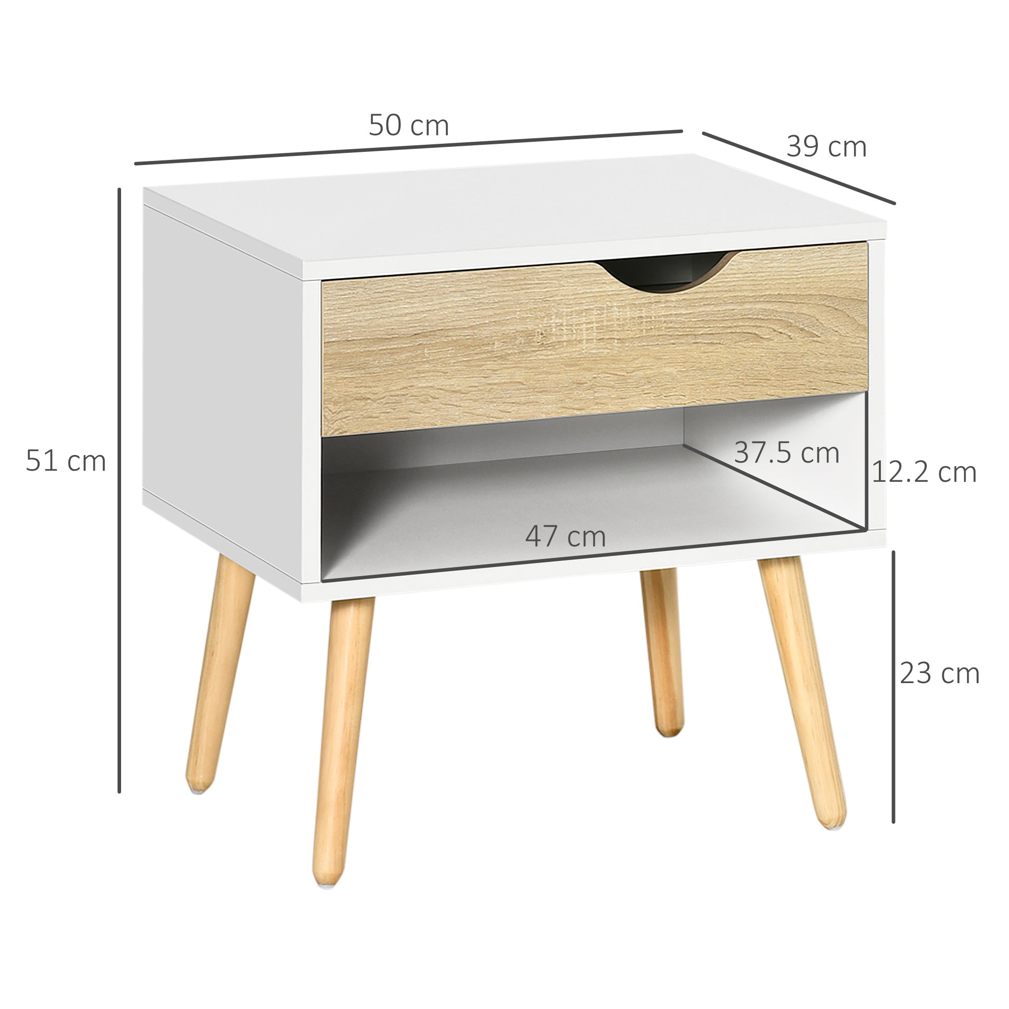Kozy Set of 2 Bedside Table with Drawer and Shelf