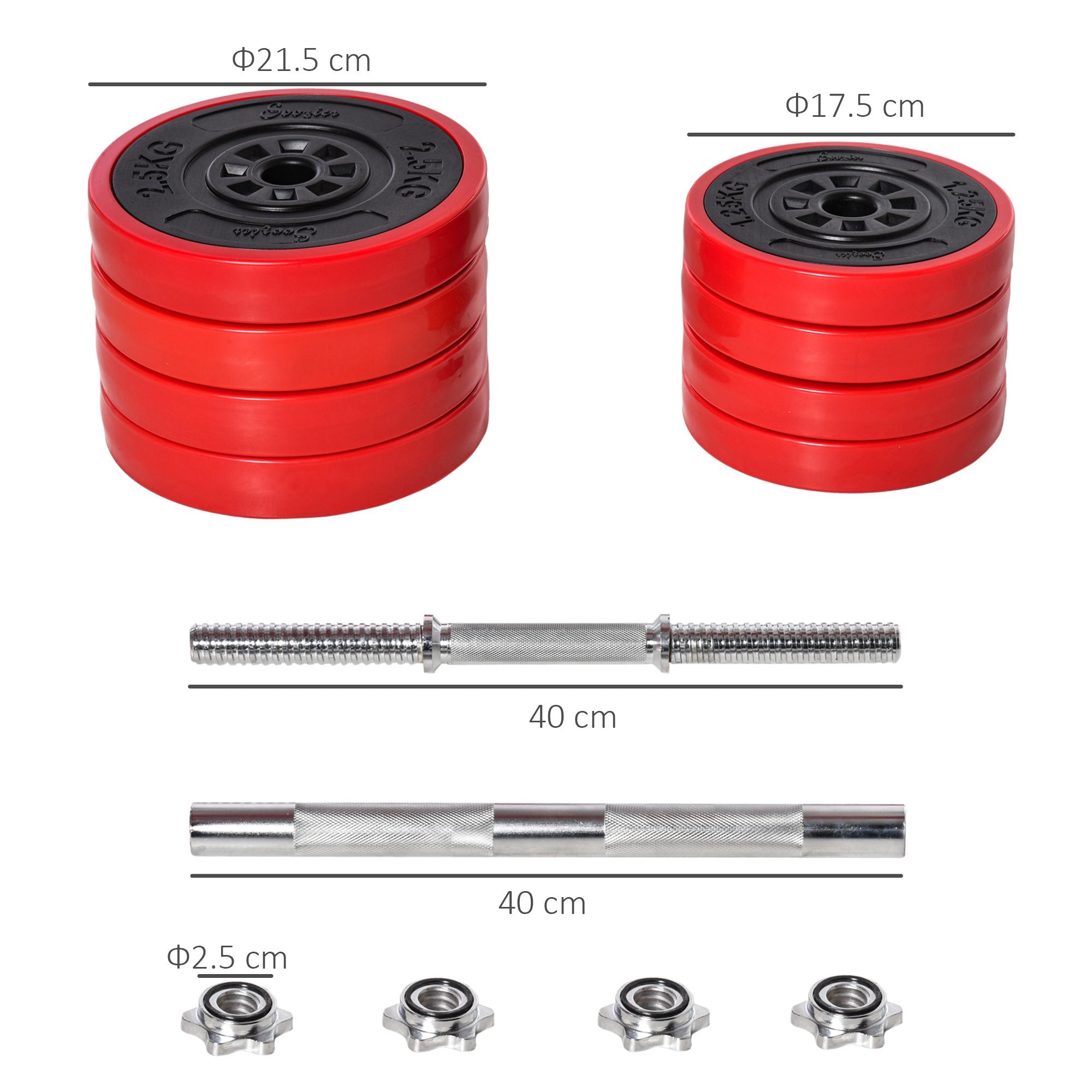 HOMCOM Adjustable Weights: 20KG Dumbbell & Barbell Set for Strength Training, Home Gym Fitness | Aosom UK