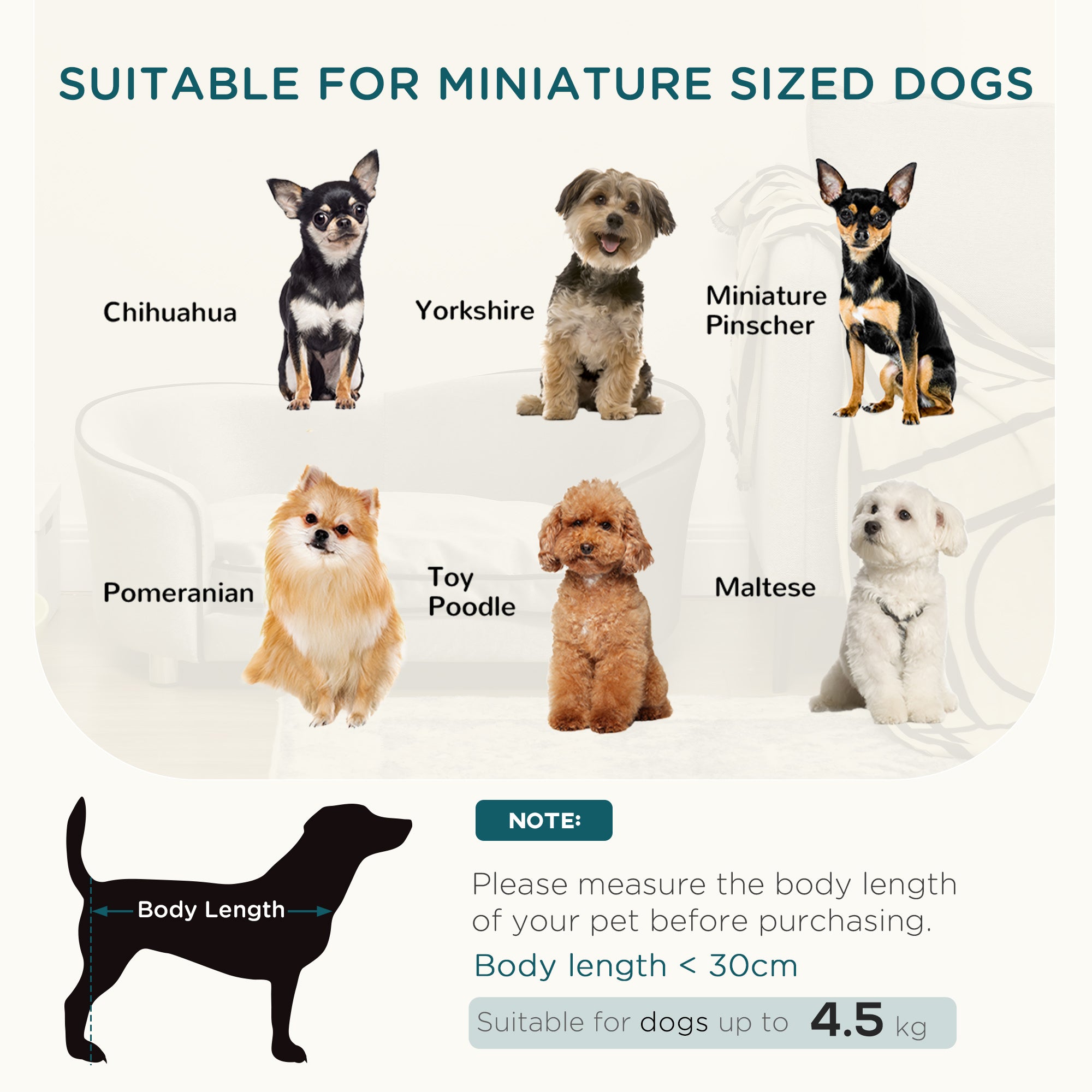 Kozy Dog Sofa Pet Chair, Kitten Bed Couch w/ Wooden Frame, Removable Cushion - Silver-Tone and Grey