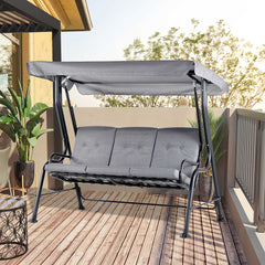 Kozy Outdoor 3-person Metal Porch Swing Chair Bench, Grey