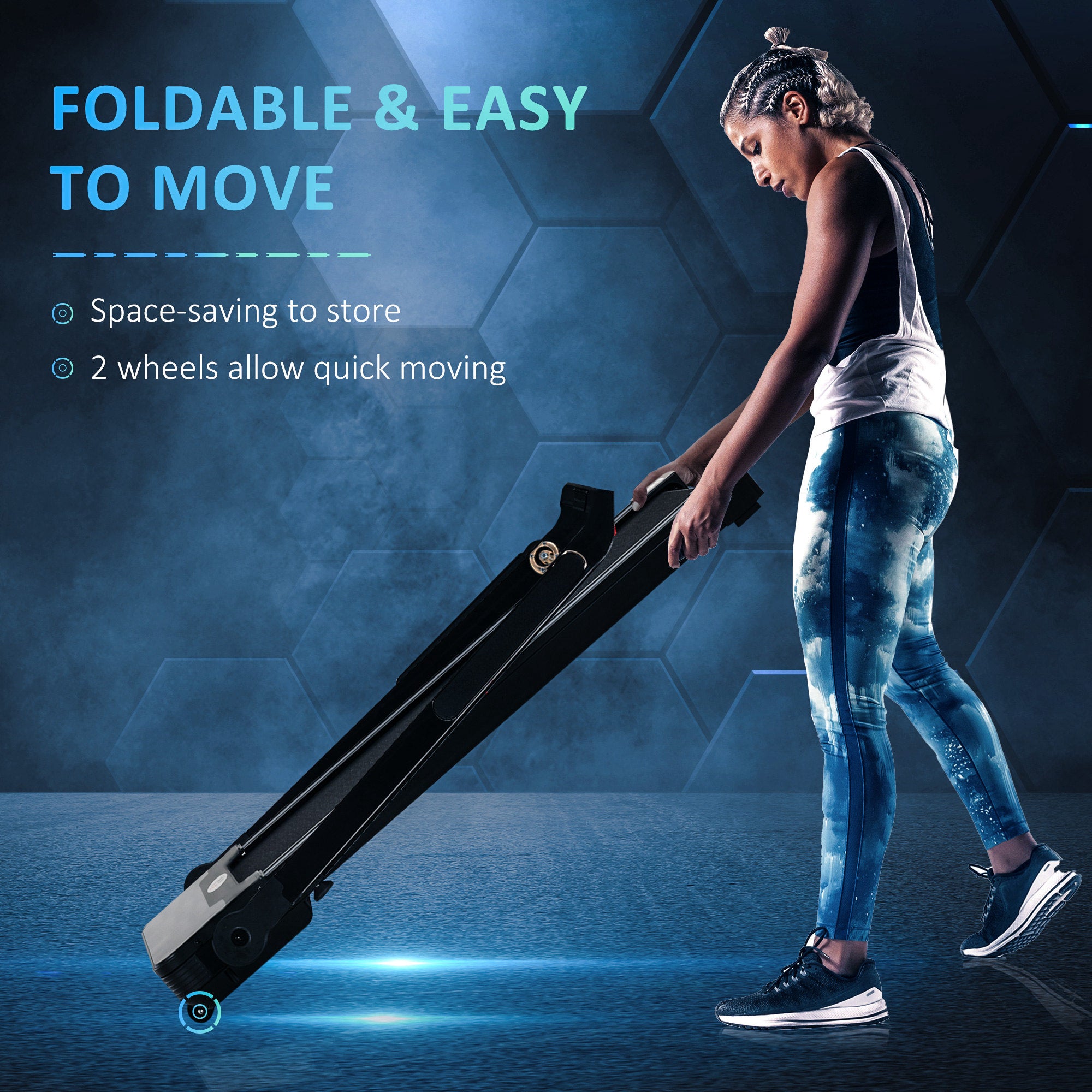 Kozy Folding Treadmill, 1.85HP Installation-Free Walking Jogging Running Machine, 12KM/H with 12 Pre-Programs and LED Display for Home Gym Office