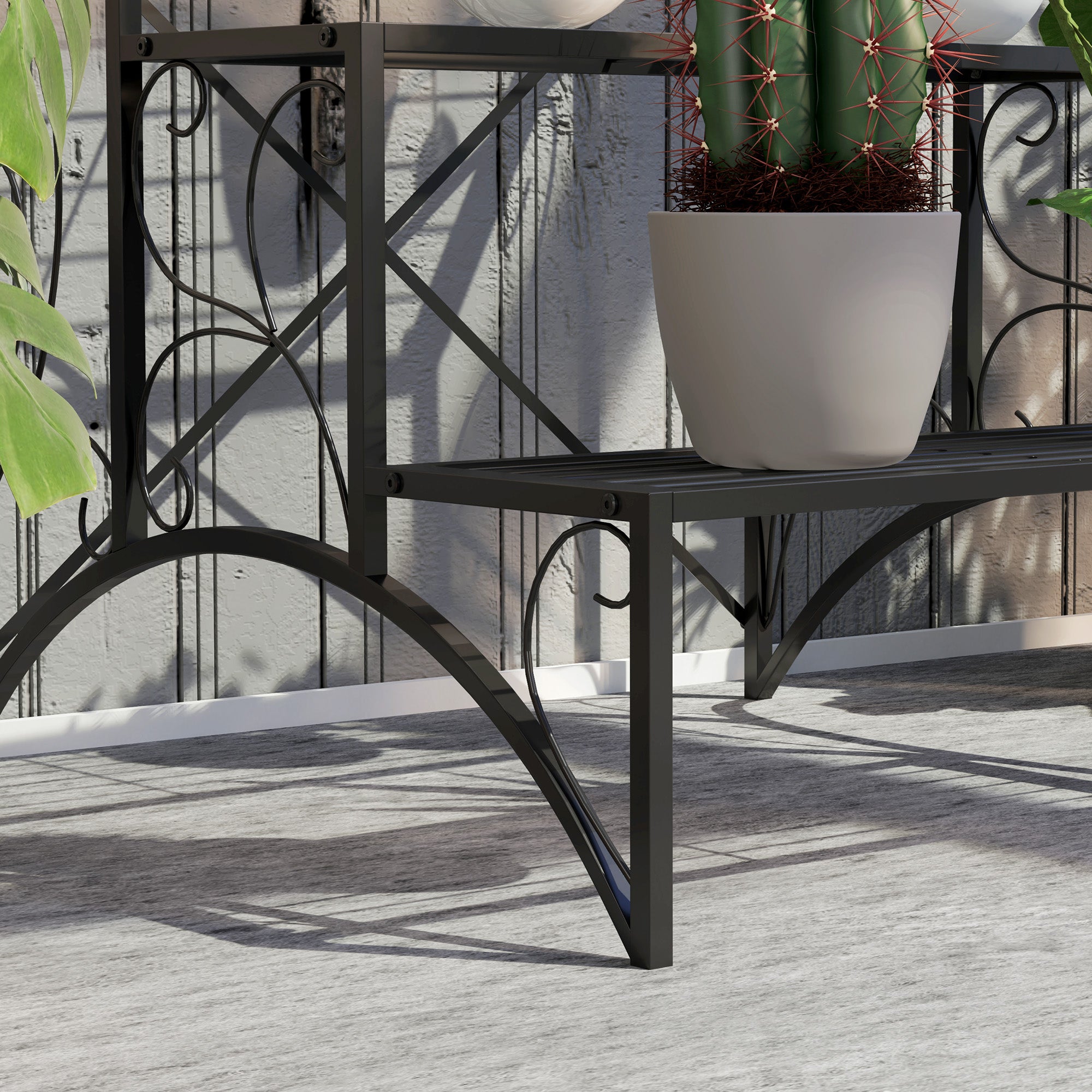 Kozy - Three-Tier Decorative Metal Plant Stand - Black