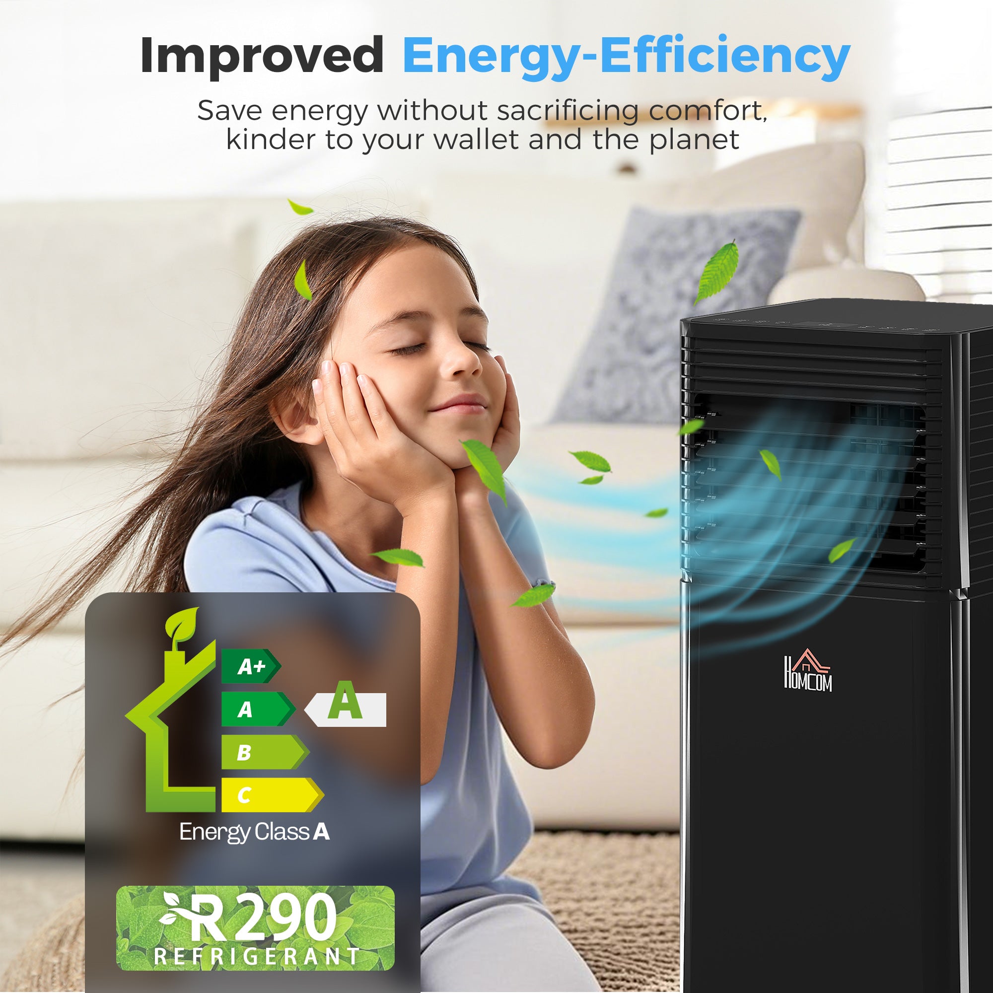 Kozy 8000 BTU 4-In-1 Portable Air Conditioner Unit Cooling Dehumidifying Ventilating  for Room up to 27m², with Fan, Remote, 24H Timer, Window Mount Kit, R290, A Energy Efficiency