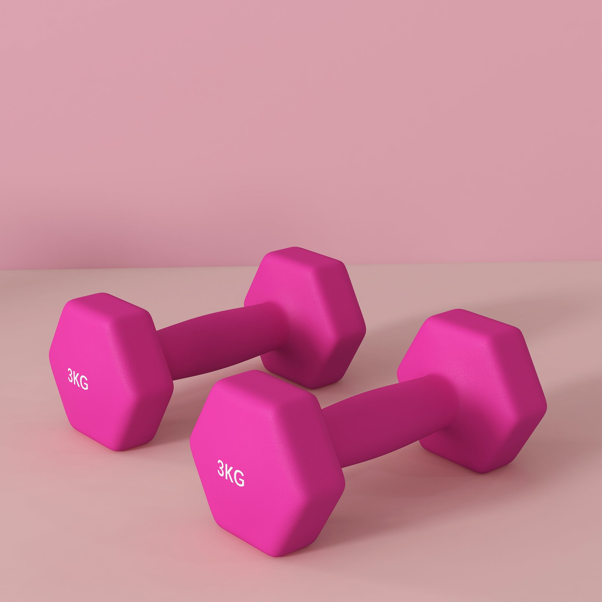 SPORTNOW 2 x 3kg Hexagonal Dumbbells Weights Set with Non-Slip Grip for Home Gym Workout, Pink | Aosom UK