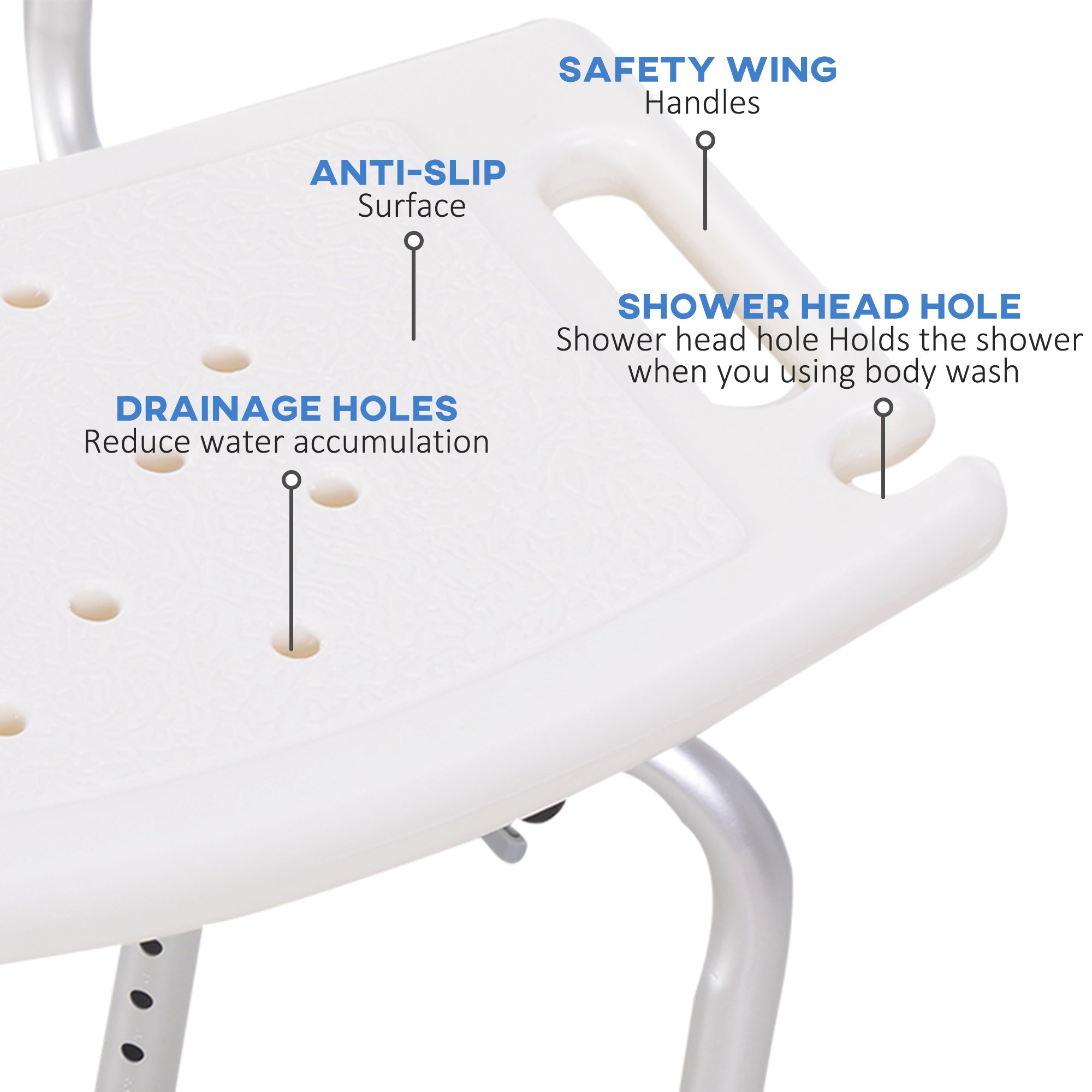 HOMCOM Adjustable Bath Chair, Shower Stool Safety Seat for Elderly, Bathroom Aid with Adjustable Positions