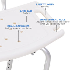 HOMCOM Adjustable Bath Chair, Shower Stool Safety Seat for Elderly, Bathroom Aid with Adjustable Positions