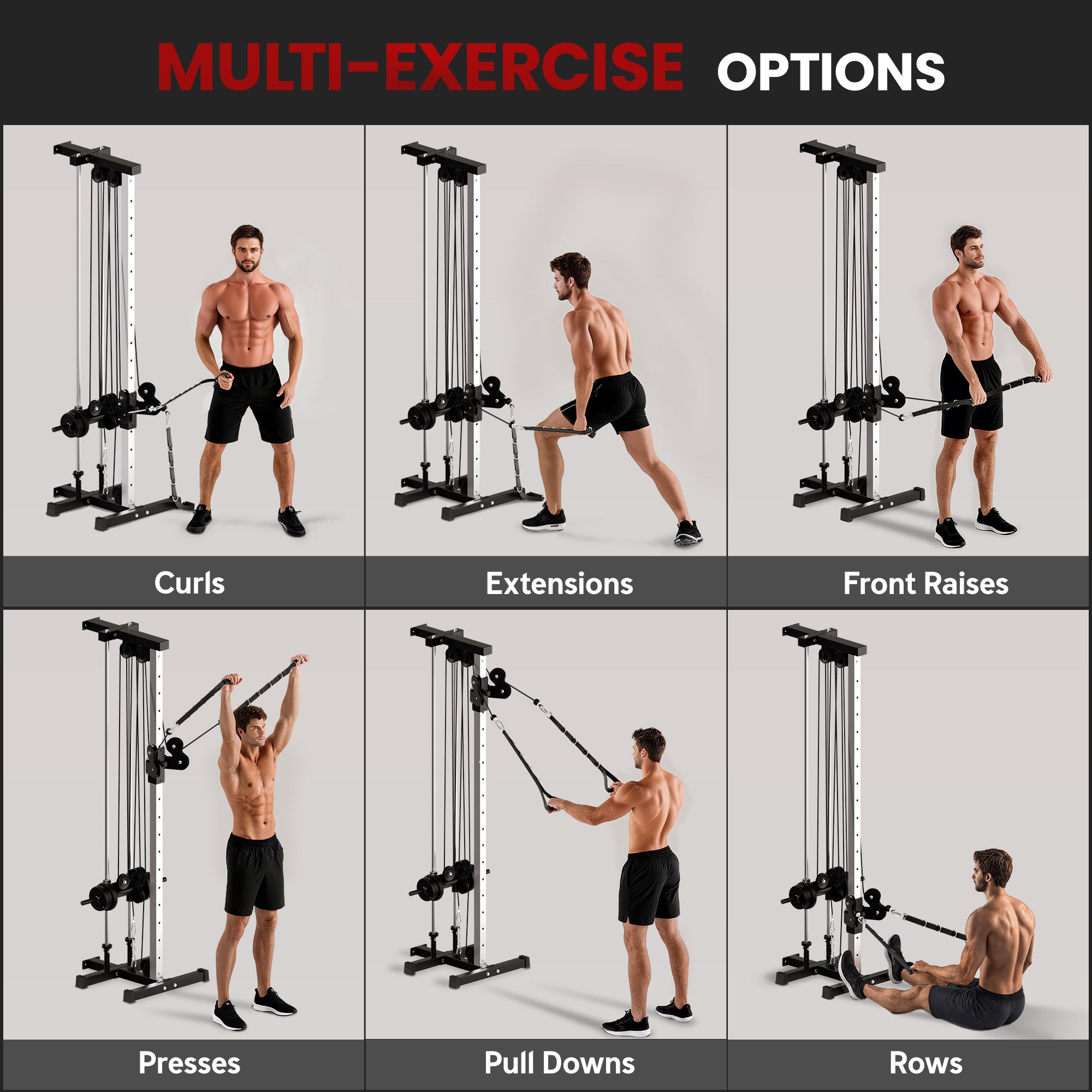 Kozy Wall Mount Cable Machine, 15 Positions Adjustable Cable Crossover Machine Dual Pulley System for Home Gym