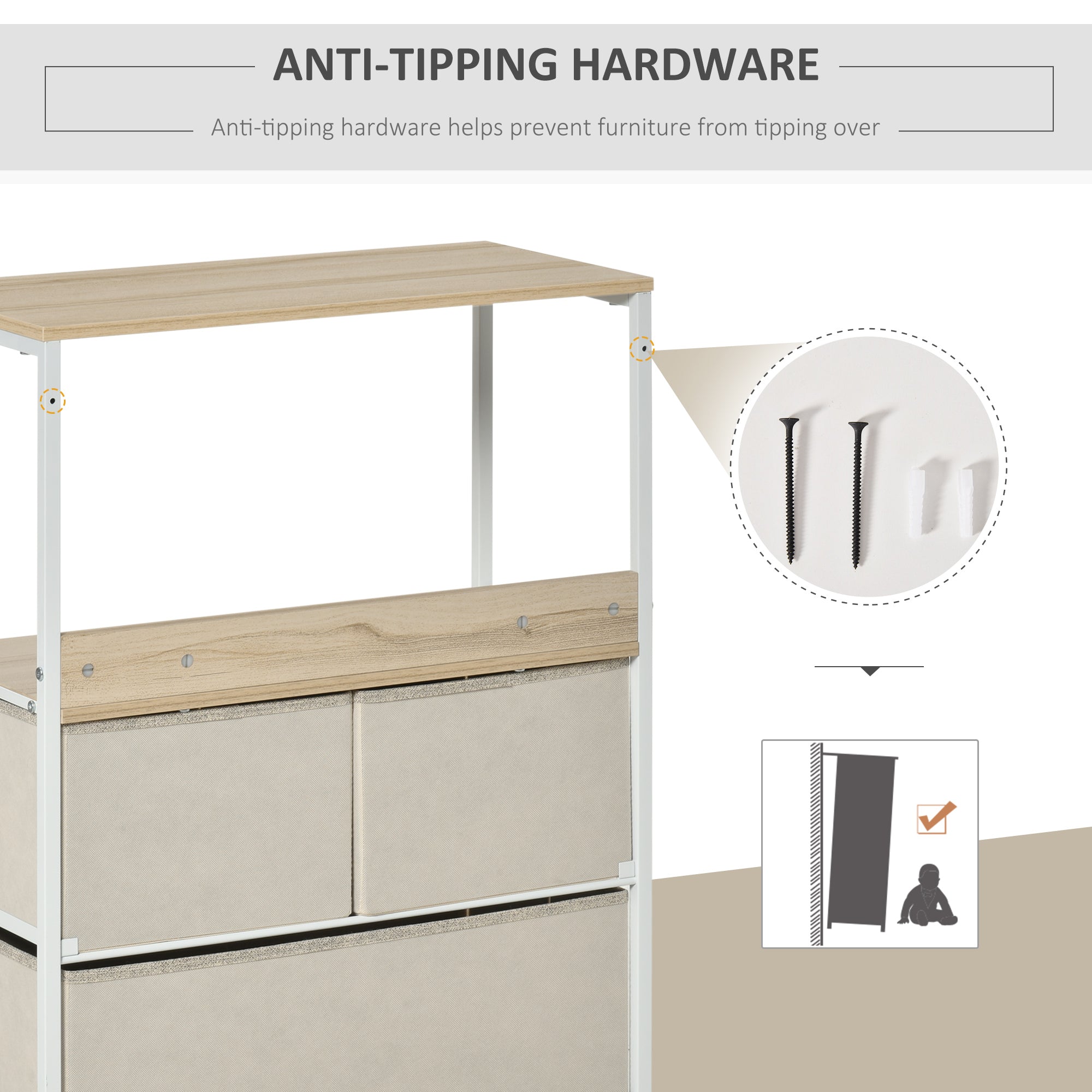 Kozy 3 Drawer Storage Chest Unit Home Cabinet w/ Shelves Home Living Room Bedroom Entryway Living Furniture, Black