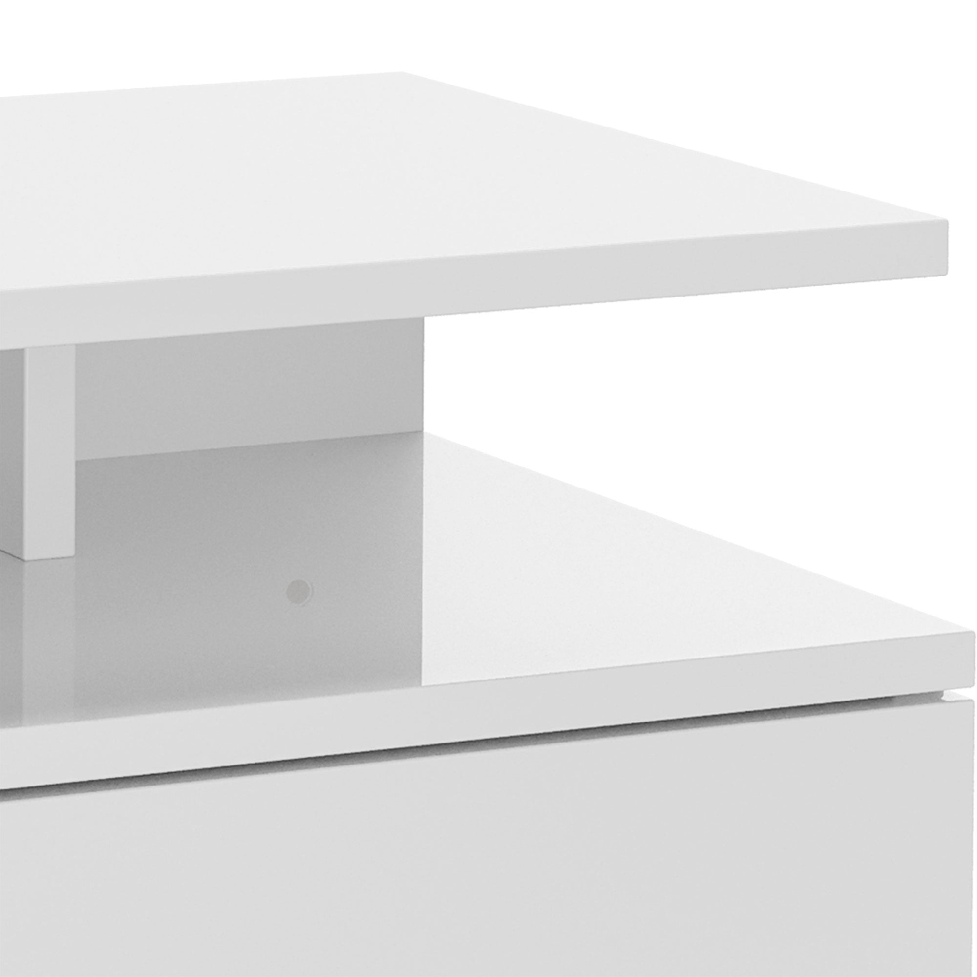 Kozy Set of Two Floating High Gloss Bedside Tables - White