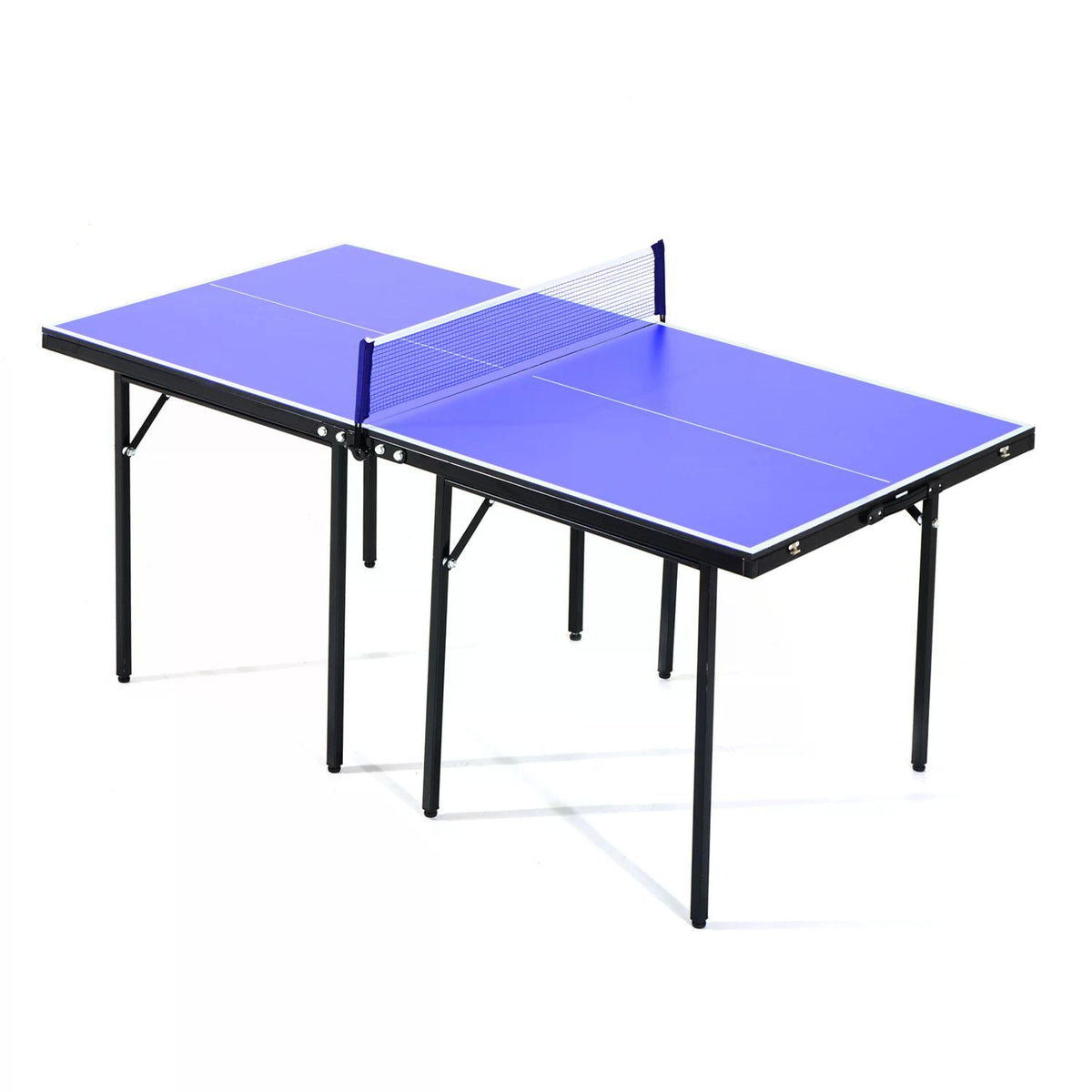 HOMCOM Folding Mini Compact Table Tennis Top Ping Pong Table Set Professional Net Games Sports Training Play Blue