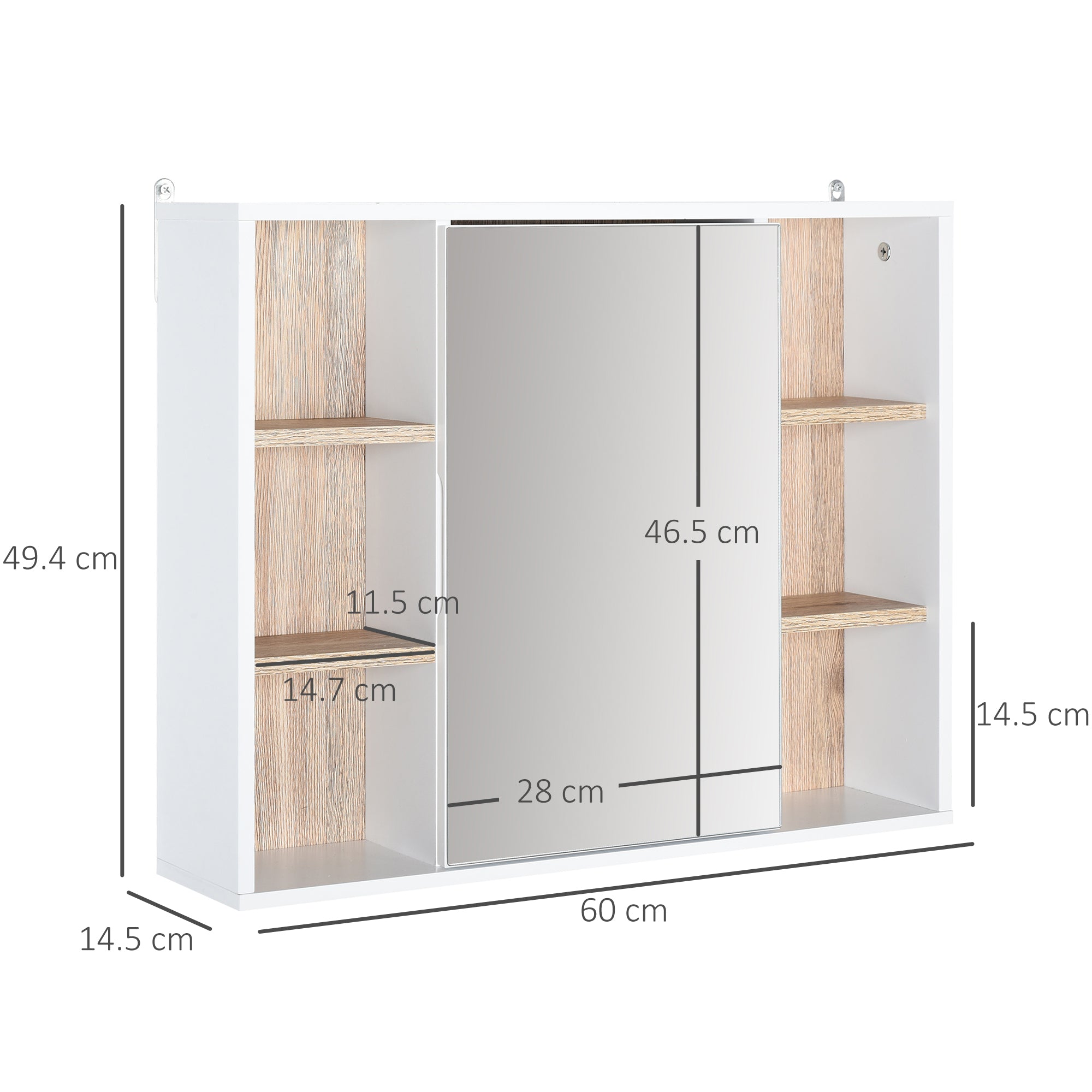 Kozy Bathroom Mirror Cabinet, Wall Mounted Storage Cabinet with Open Cupboard and Adjustable Shelf, White