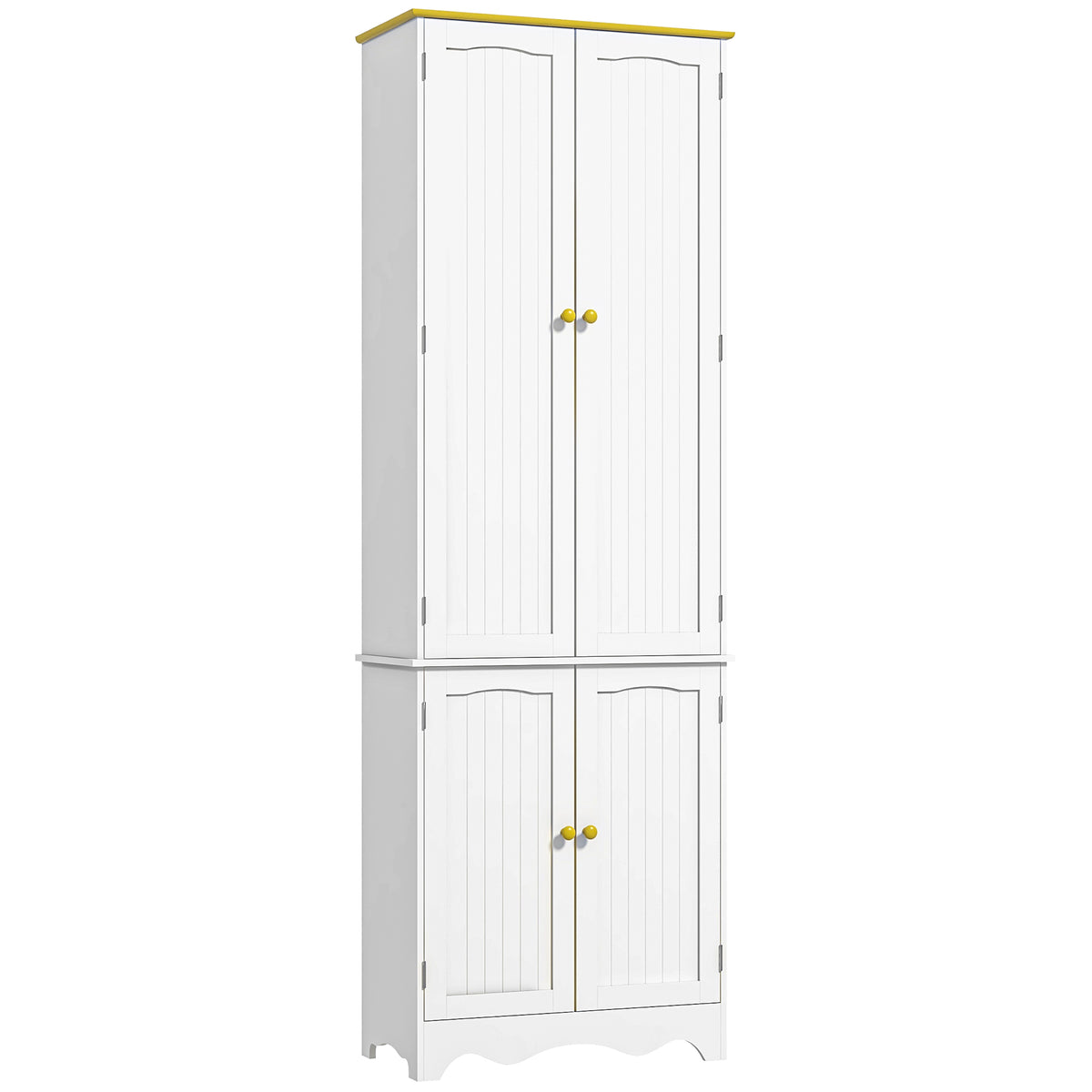 Kozy Freestanding 4-Door Kitchen Cupboard, Storage Cabinet Organizer with 4 Shelves, White