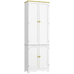 Kozy Freestanding 4-Door Kitchen Cupboard, Storage Cabinet Organizer with 4 Shelves, White