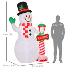 Kozy 8ft Tall Christmas Inflatable Snowman with Street Lamp, Lighted for Home Indoor Outdoor Garden Lawn Decoration Party Prop