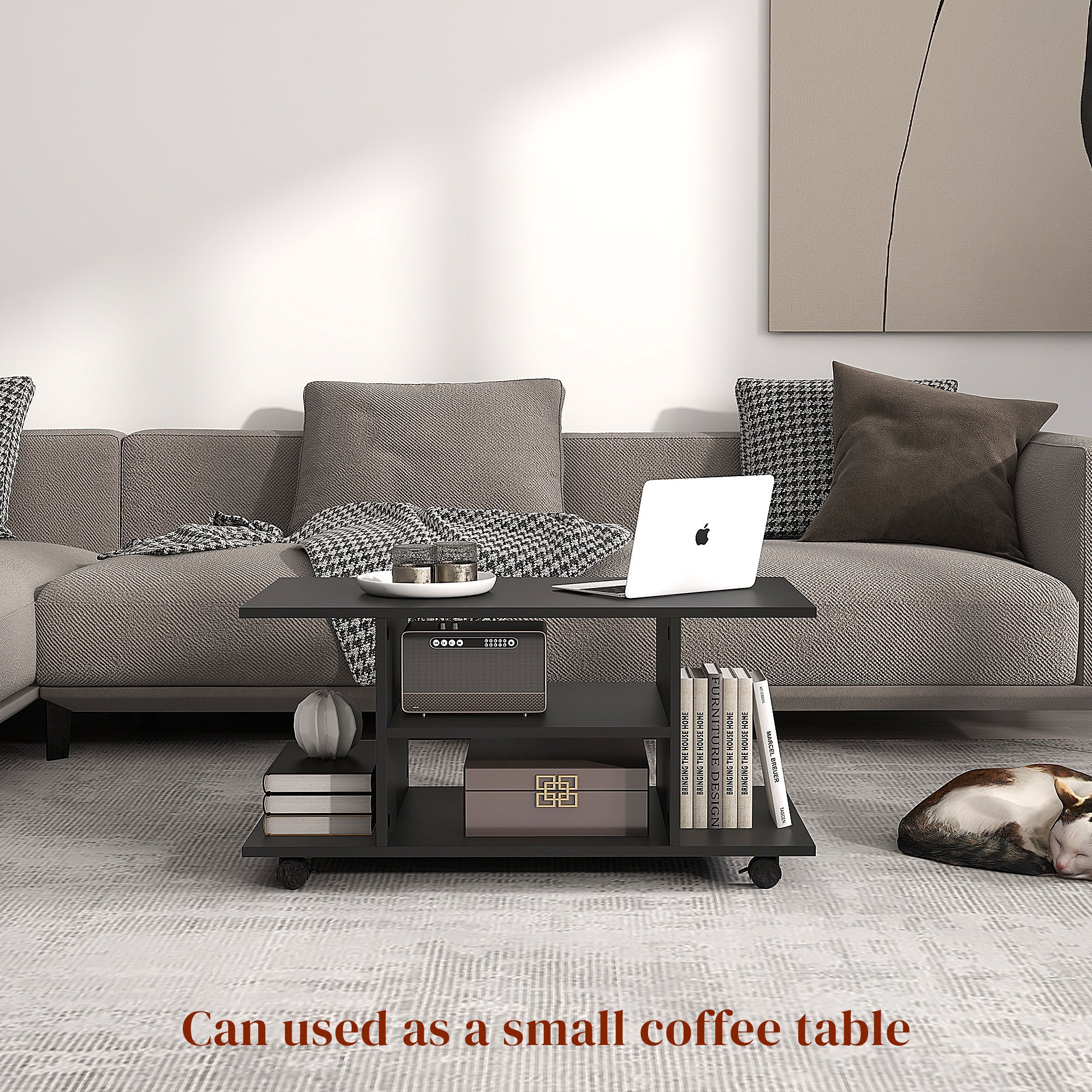 Kozy Modern TV Cabinet Stand Storage Shelves Table Mobile Bedroom Furniture Bookshelf Bookcase Black