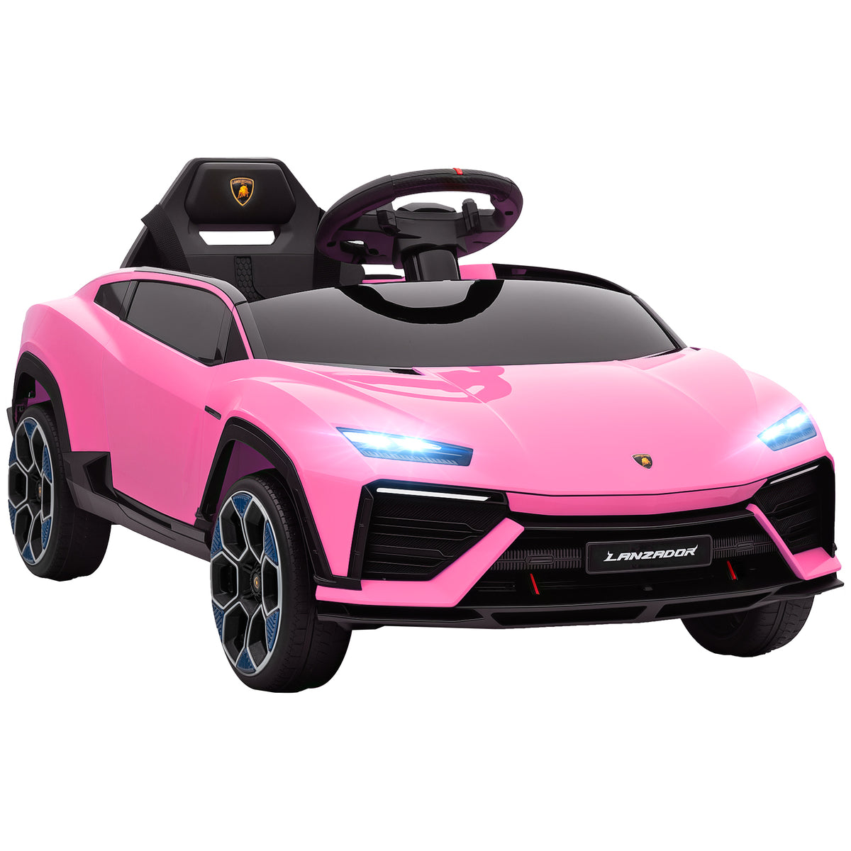 Kozy 12V Licensed Lamborghini Electric Cars for Kids, Ride On Car with Remote Control for 3-6 Years Old, Pink