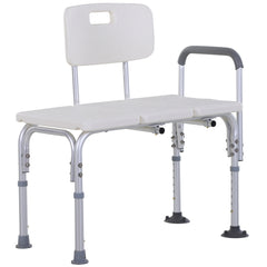 Kozy Height Adjustable Shower Chair, Non Slip Bath Transfer Bench for Elderly, Disabled with Armrest and Backrest, 300 lbs Capacity, White