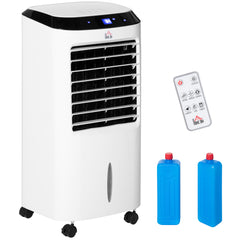 Kozy Portable Air Cooler, Evaporative Anion Ice Cooling Fan Water Conditioner Humidifier Unit with 10L Water Tank, 3 Modes, 3 Speed, Remote, Timer, Oscillating for Home Quiet Bedroom, White