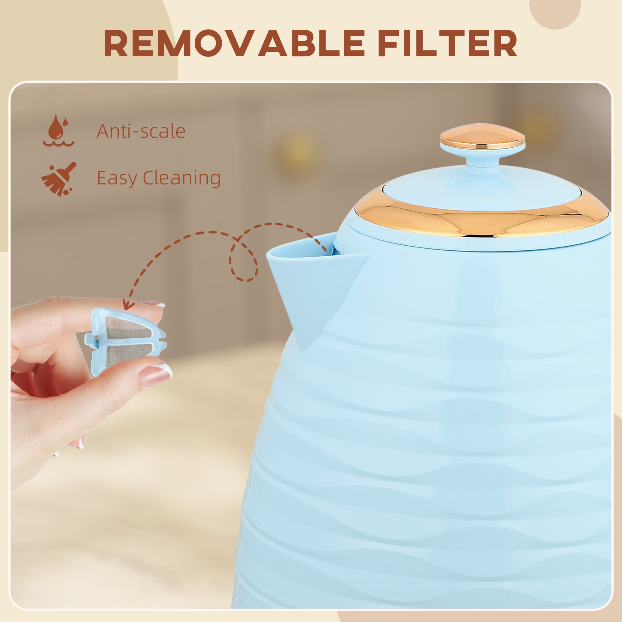 Kozy - 3kW Rapid Boil Honeycomb Kettle - Light Blue