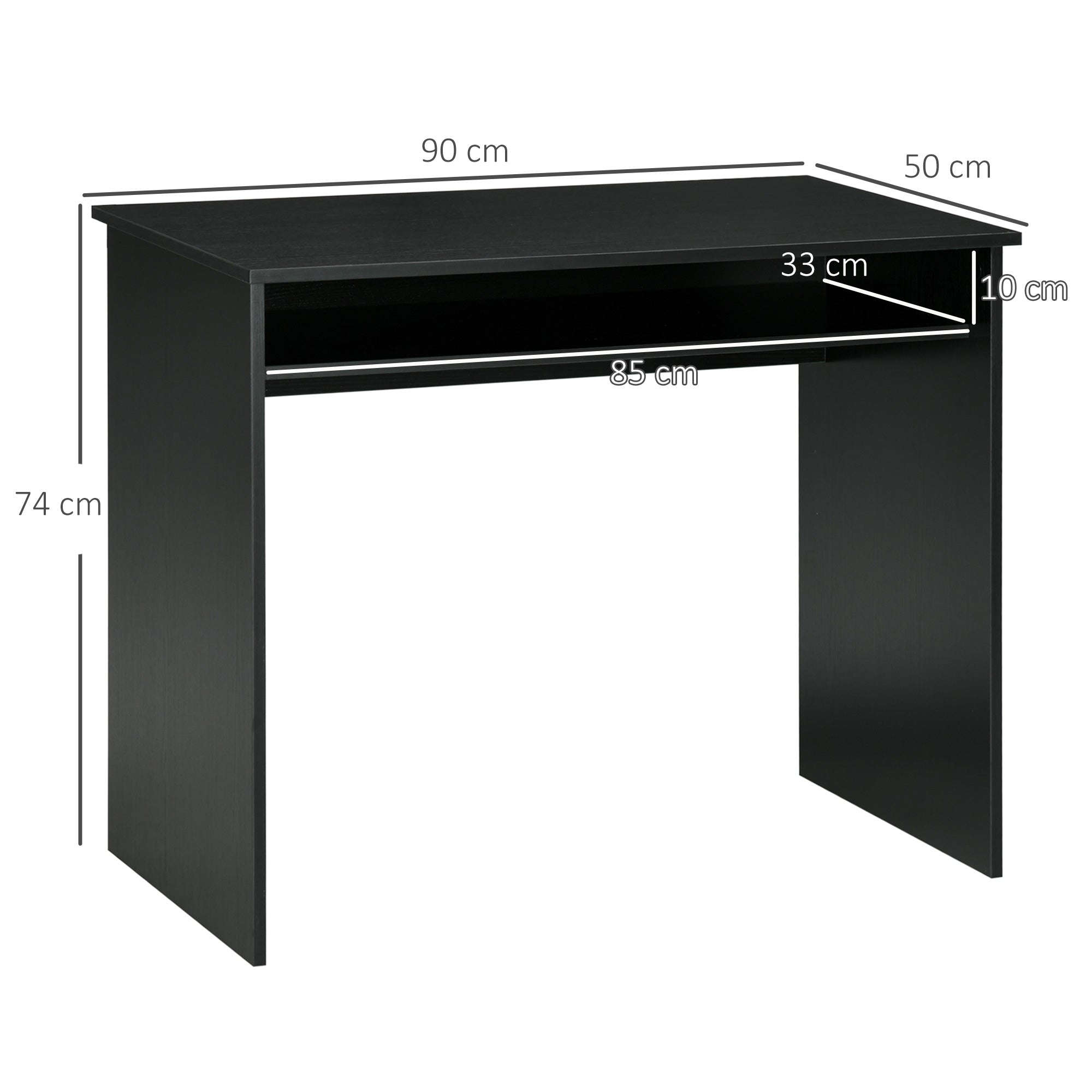 HOMCOM Computer Writing Desk with Storage Compartment Workstation Learning Center for Home Office 90W x 50D(cm)