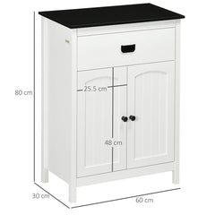 Kozy Bathroom Cabinet, Bathroom Storage Unit with Drawer, Double Door Cabinet, Adjustable Shelf for Living Room, White